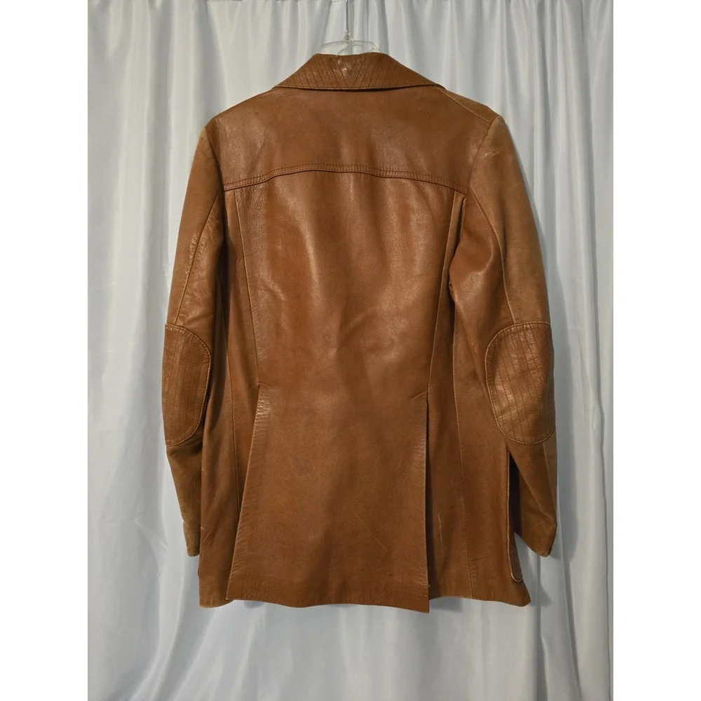 Vartan Designer Collection Vintage Camel Leather Jacket Blazer Coat Size 38 RARE